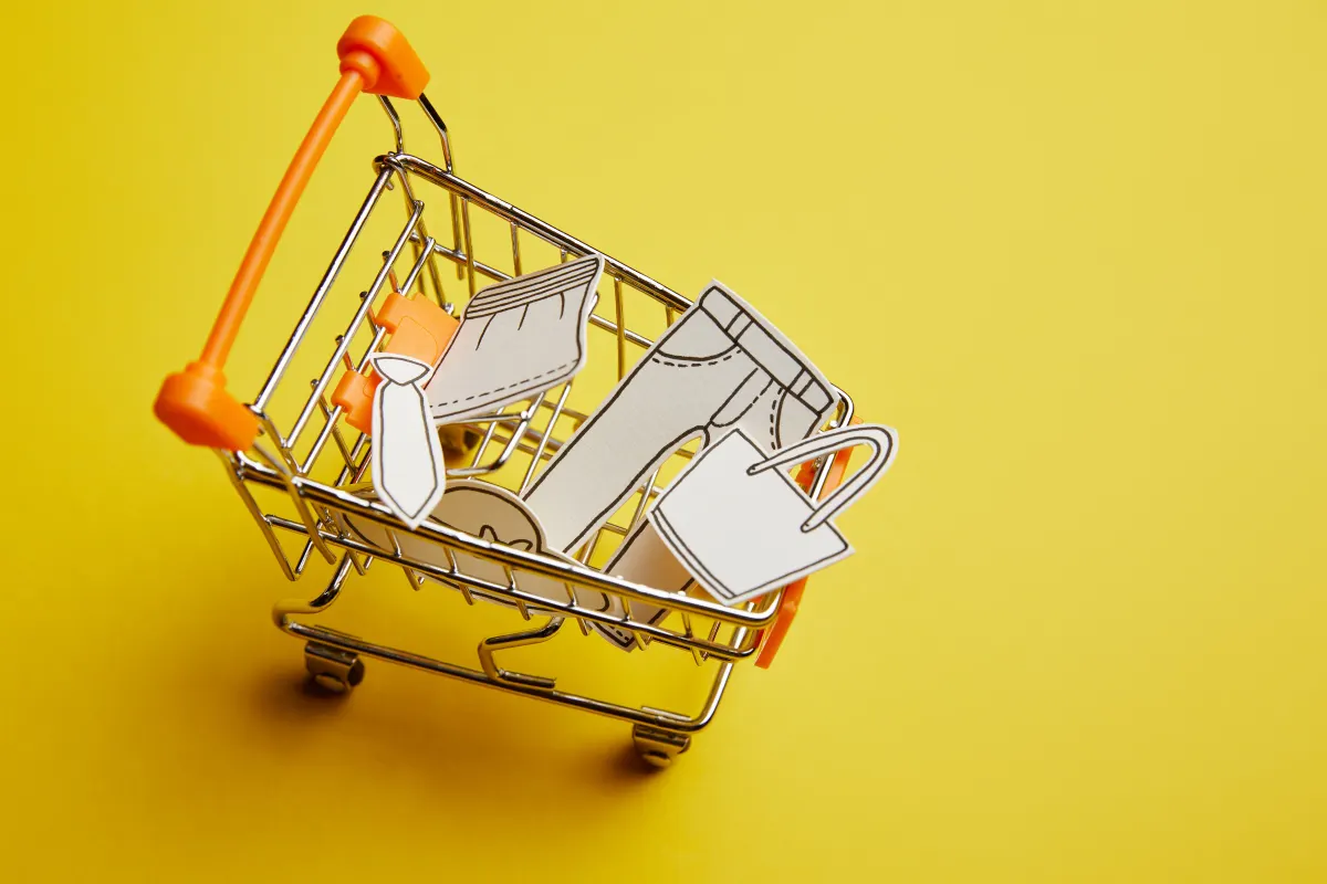 Close-up-view-of-little-shopping-cart-with-clothes-2024-11-18-04-50-52-utc